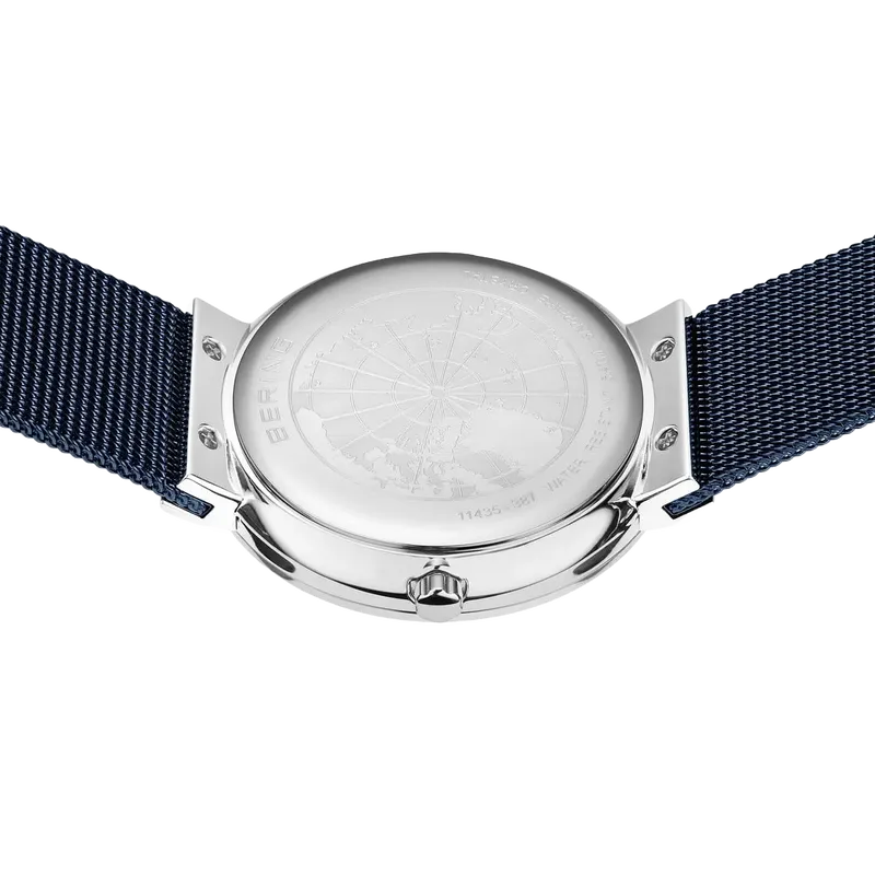 Ceramic Polished Silver Watch Blue