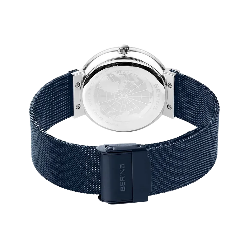 Ceramic Polished Silver Watch Blue