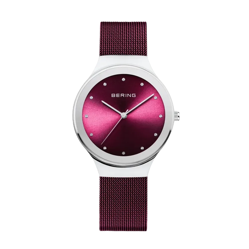 Classic Polished Silver Watch Purple