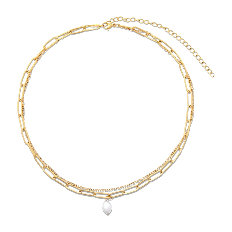 Renee Double Chain Pearl Choker Necklace