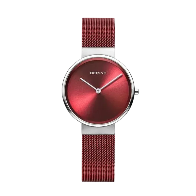 Classic Polished Silver Watch Red 31mm