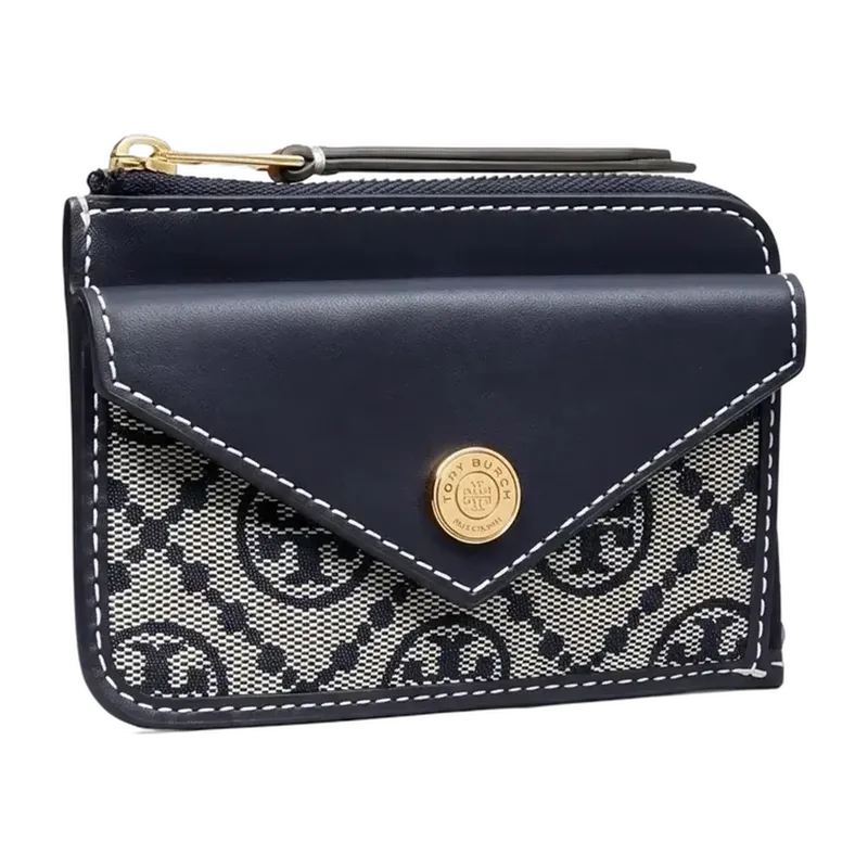 T Monogram Zip Card Case