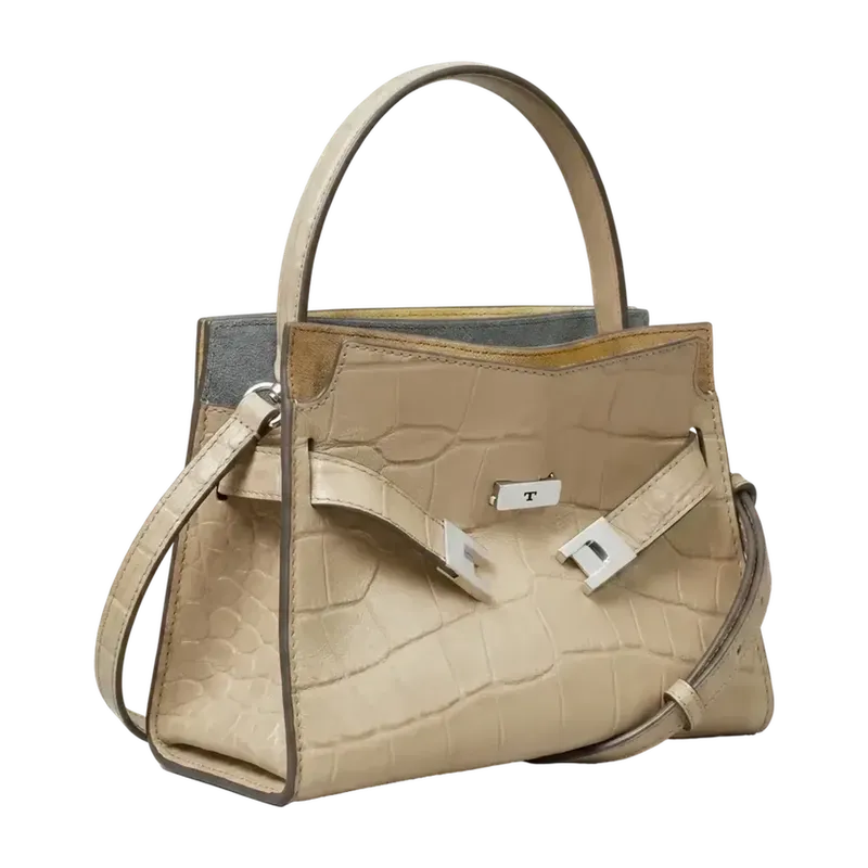 Petite Lee Radziwill Croc-Embossed Double Bag