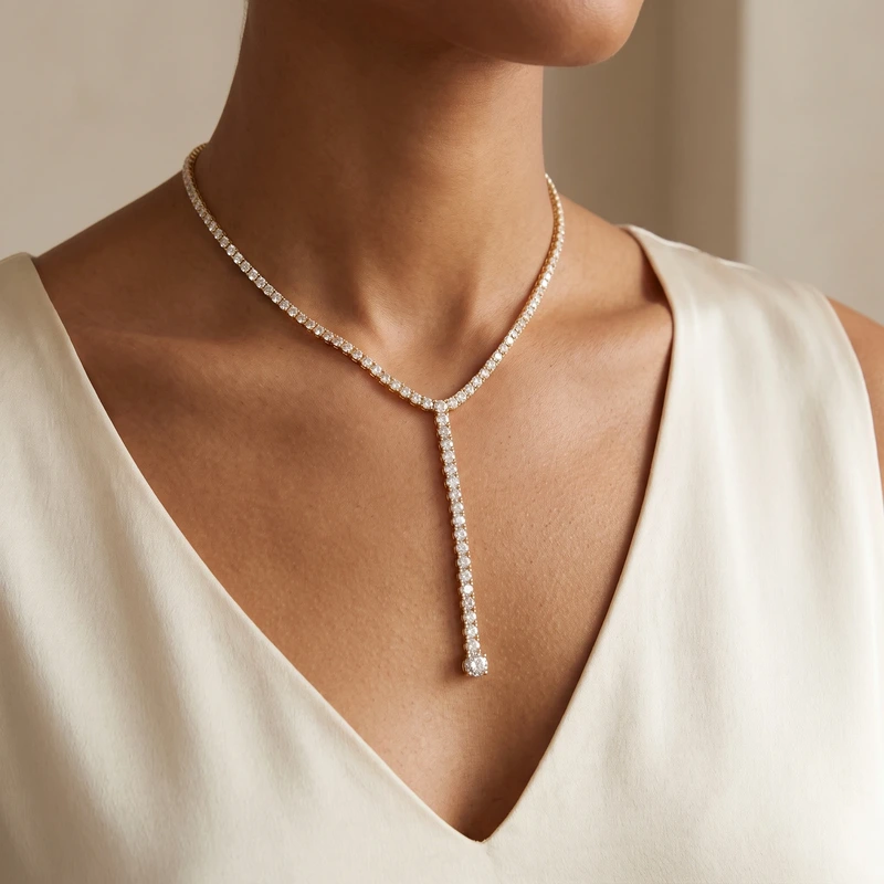 Jahzara Tennis Lariat Necklace