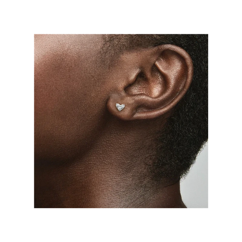 Triple Stone Heart Stud Earrings