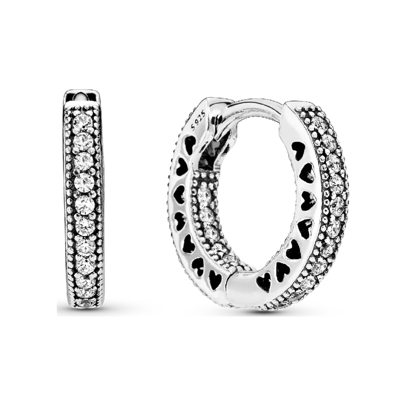 Pavé Heart Hoop Earrings