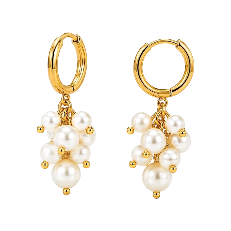 Soraya Cluster Pearl Huggie Hoop Earring