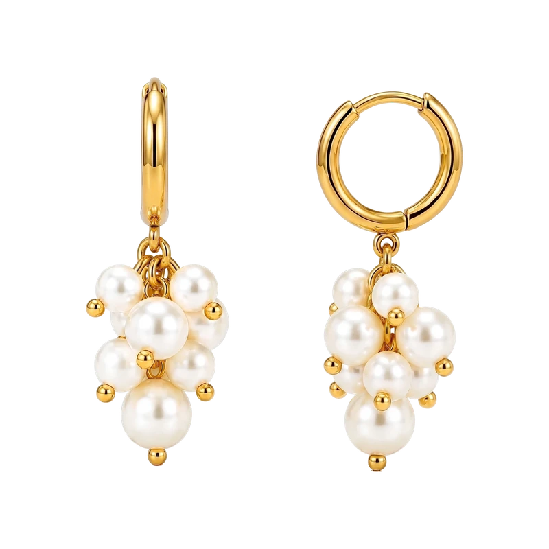 Soraya Cluster Pearl Huggie Hoop Earring