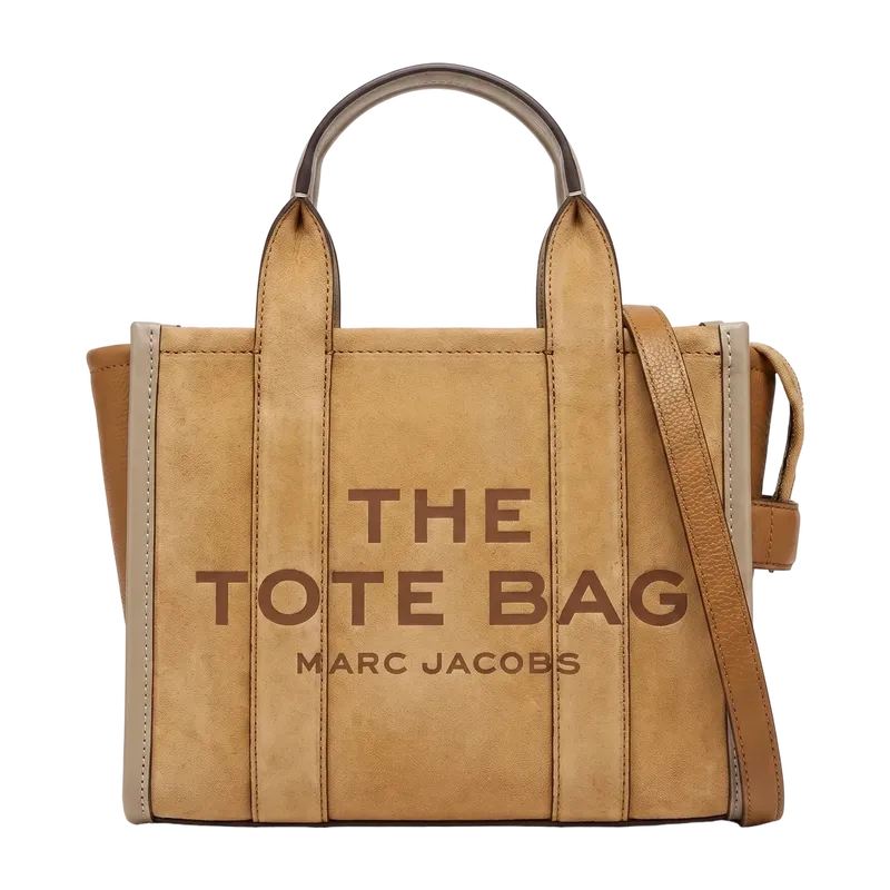 The Suede Leather Blocked Small Tote Bag