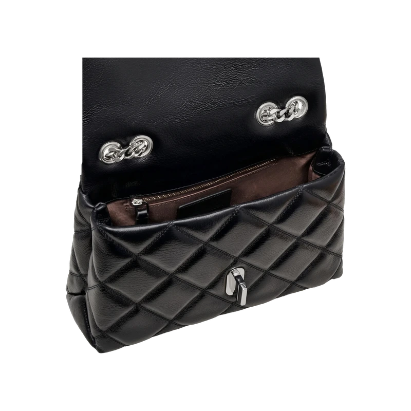 The Quilted Slim Dual Convertible Shoulder Bag Black 6.75"H x 9"W x 2.25"D