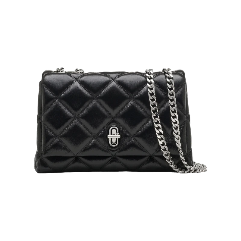 The Quilted Slim Dual Convertible Shoulder Bag Black 6.75"H x 9"W x 2.25"D