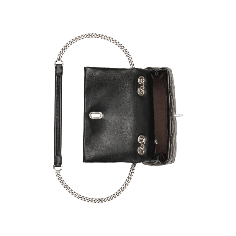 The Quilted Slim Dual Convertible Shoulder Bag Black 6.75"H x 9"W x 2.25"D