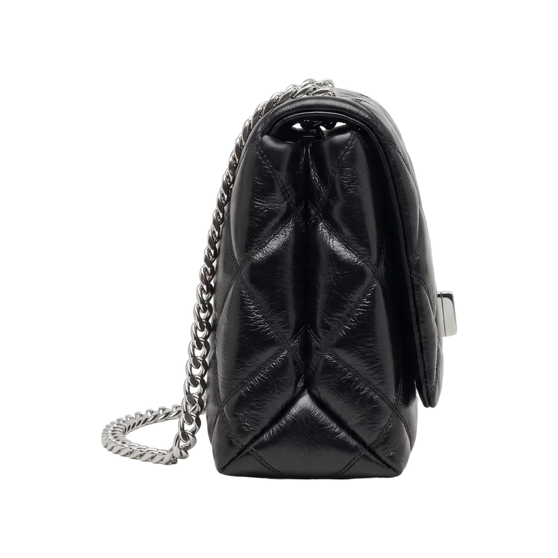 The Quilted Slim Dual Convertible Shoulder Bag Black 6.75"H x 9"W x 2.25"D