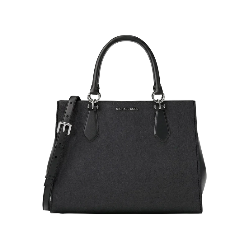 Marilyn Medium Saffiano Leather Satchel Black