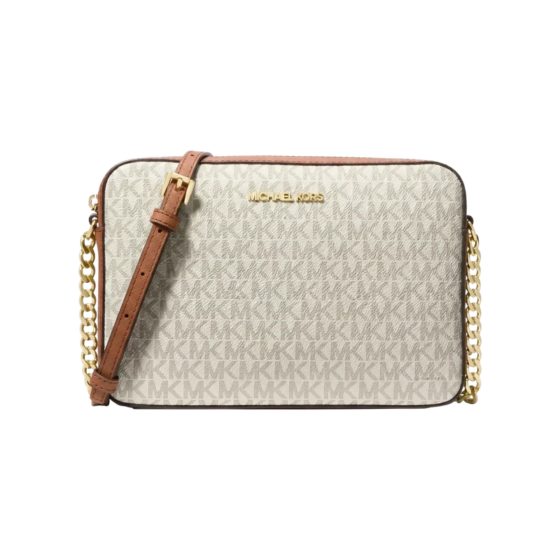 Jet Set Large Printed Logo Crossbody White