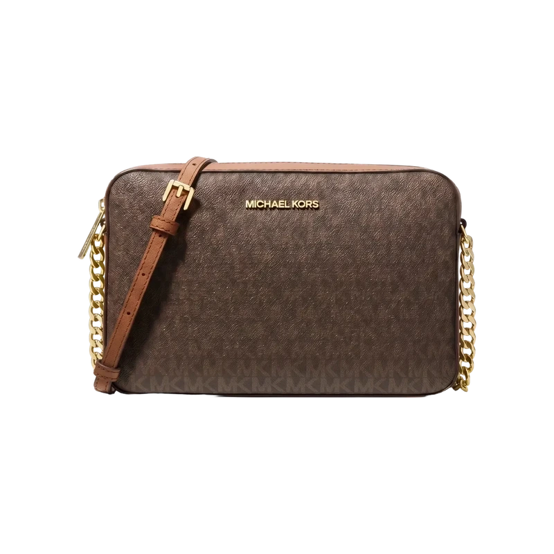 Jet Set Large Printed Logo Crossbody Brown