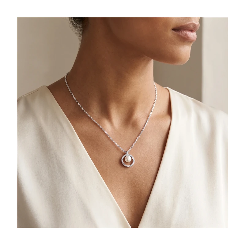 Treated Freshwater Cultured Pearl & Pavé Collier Necklace