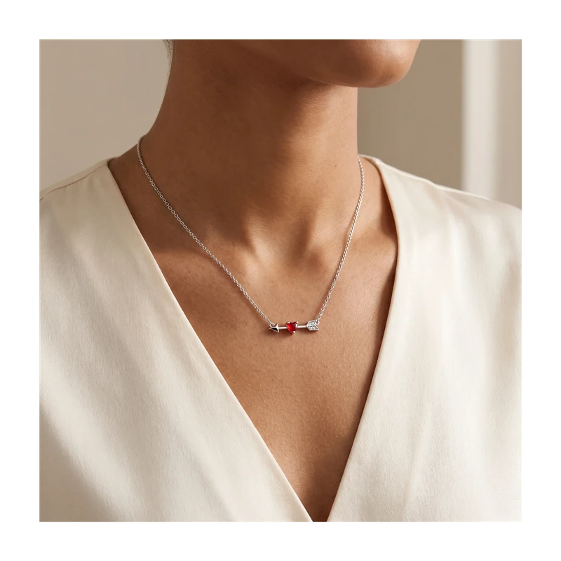 Arrow & Murano Glass Heart Necklace
