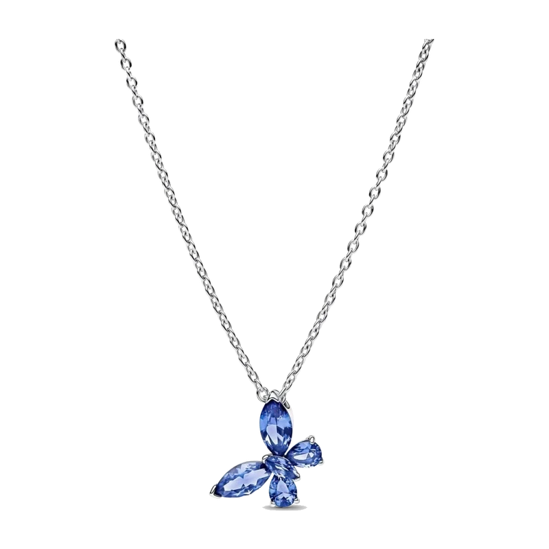 Butterfly Pendant Necklace Blue