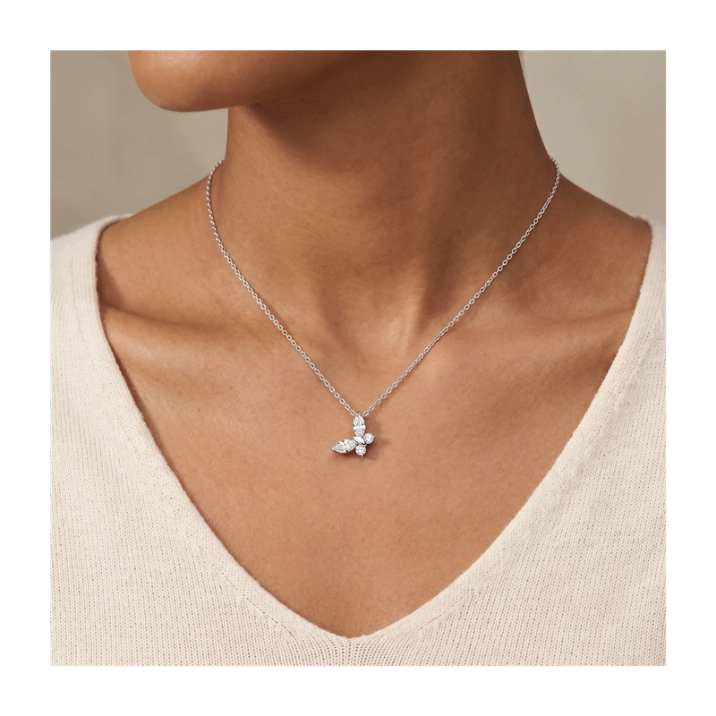Butterfly Pendant Necklace White