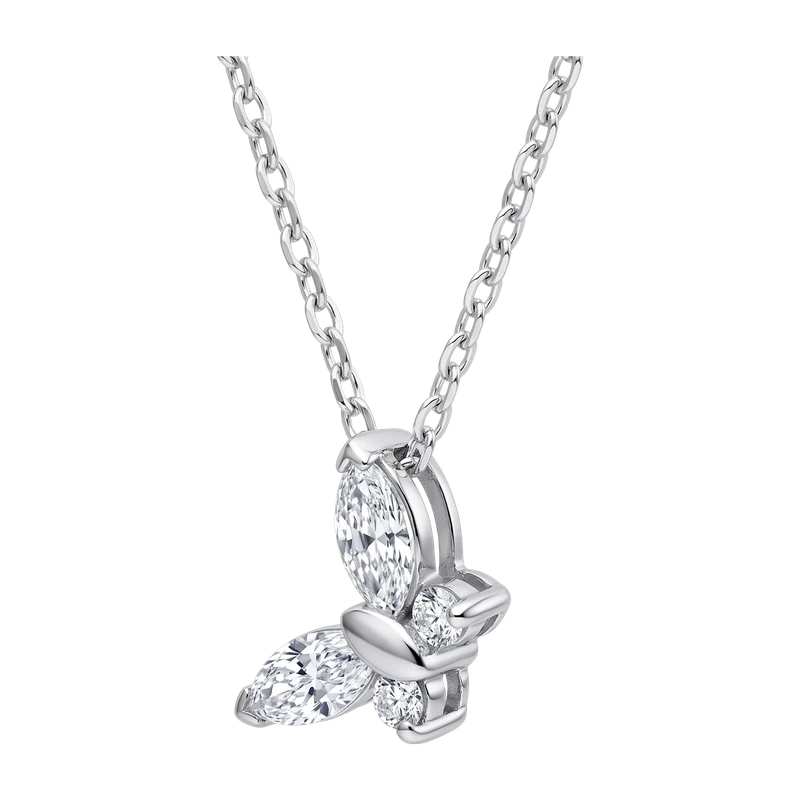 Butterfly Pendant Necklace White