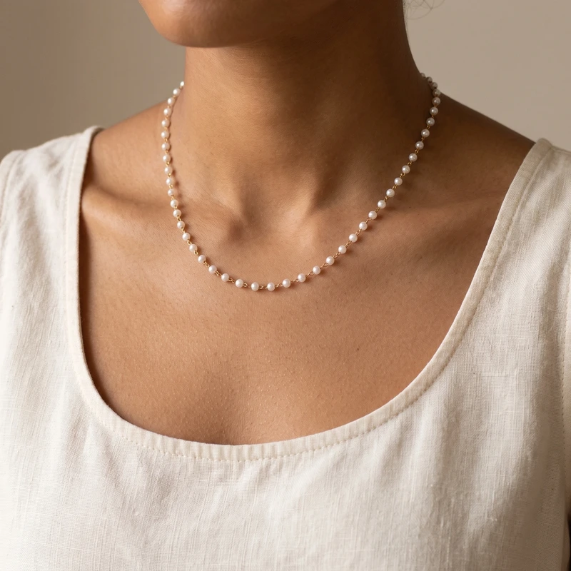 Sheena Dainty Pearl Choker Necklace