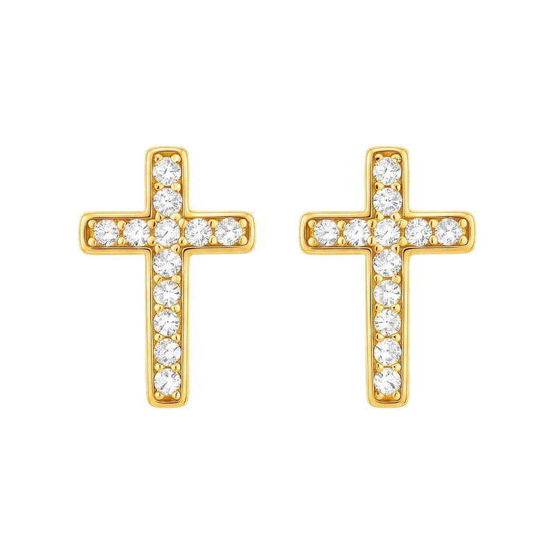 Ridge Cross Huggie Hoop Earring