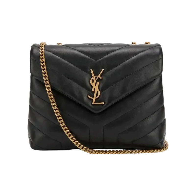 Loulou Small Chain Bag in Matelassé Y Leather Black