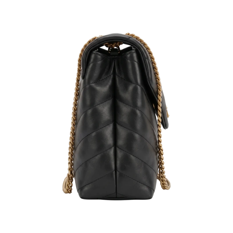 Loulou Small Chain Bag in Matelassé Y Leather Black