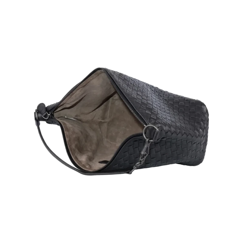 Intrecciato Nappa Chain Shoulder Bag Black 21cm