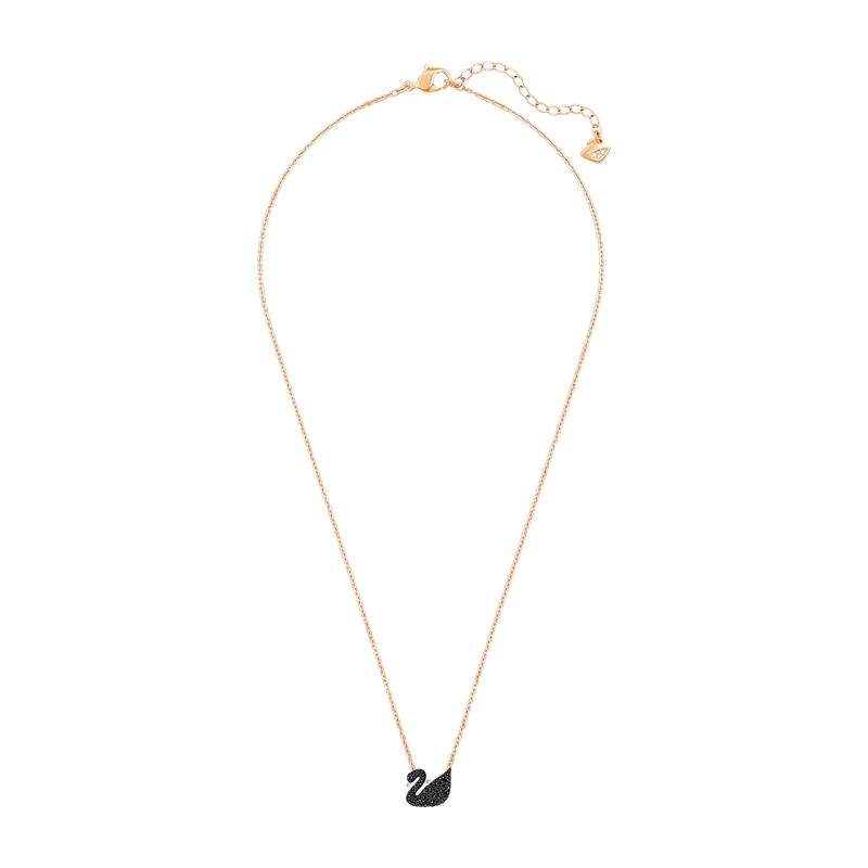 Swan Pendant Black Rose Gold 38-44 cm