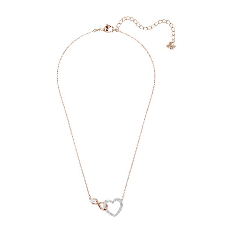 Hyperbola Necklace Infinity and Heart White Mixed Metal