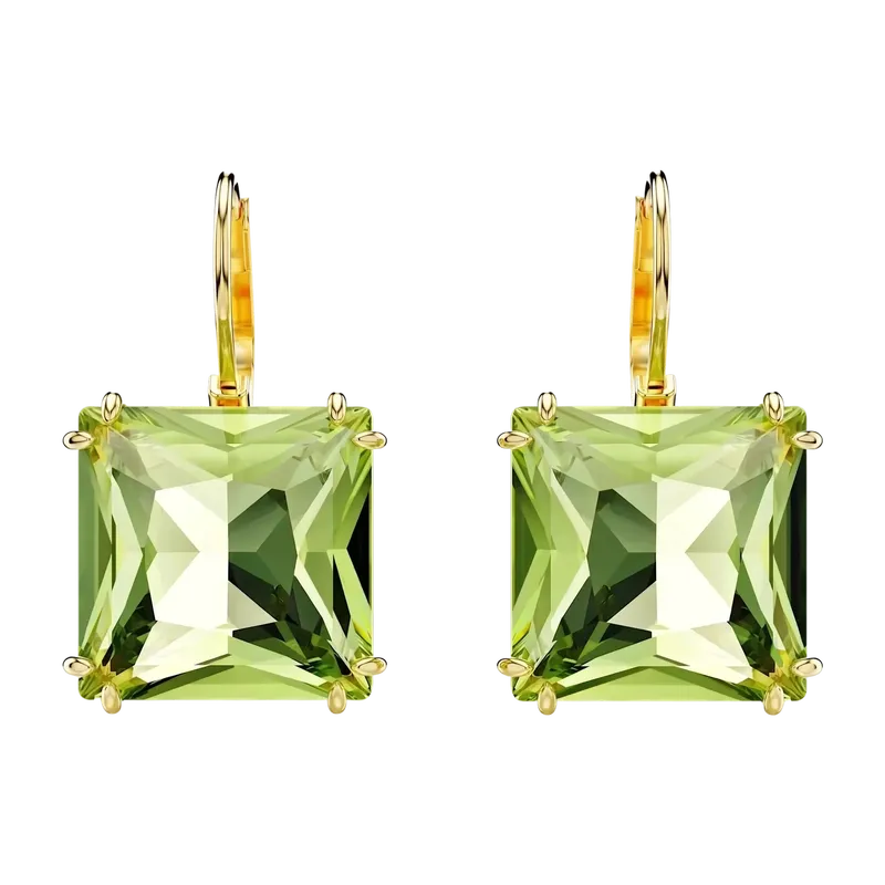 Millenia Drop Earrings Square Cut Green Gold