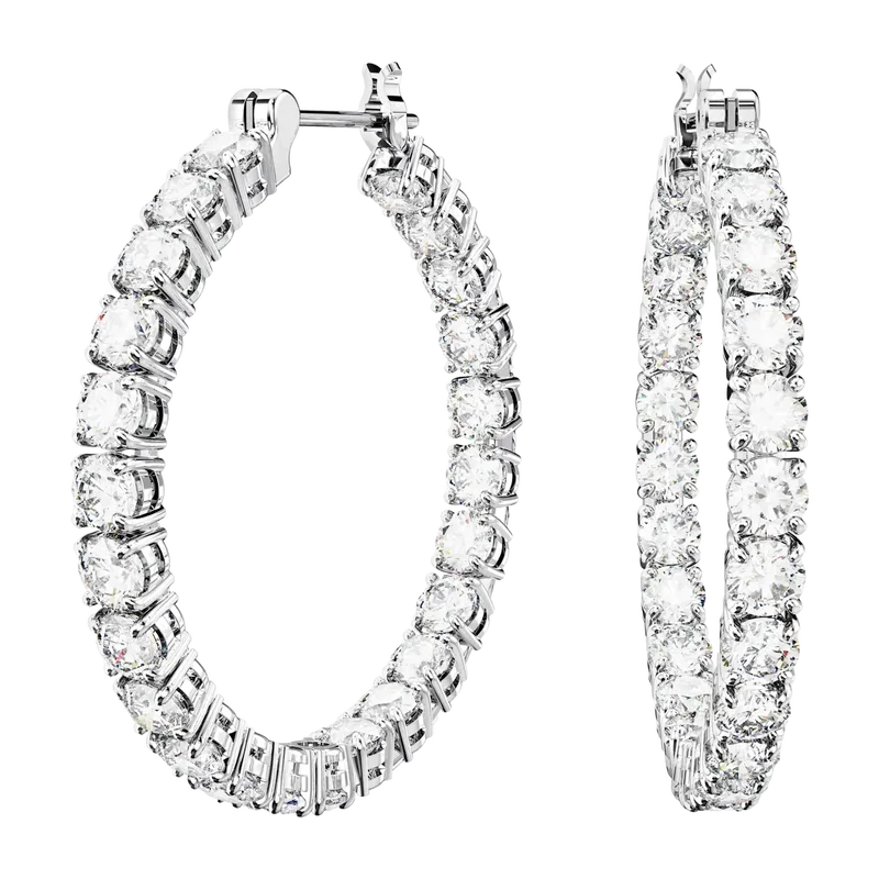 Matrix Hoop Earrings White Rhodium