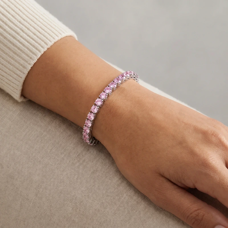 Matrix Tennis Bracelet Pink Rhodium 16.5 cm