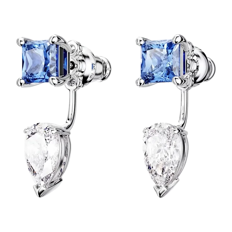 Mesmera Earring Jackets Mixed Cuts Detachable Blue Rhodium