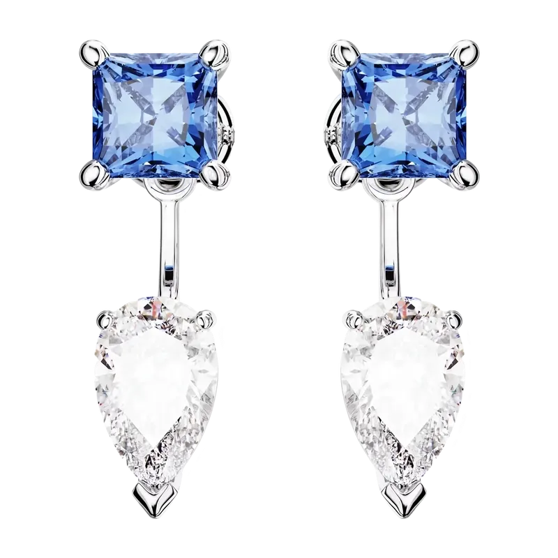 Mesmera Earring Jackets Mixed Cuts Detachable Blue Rhodium