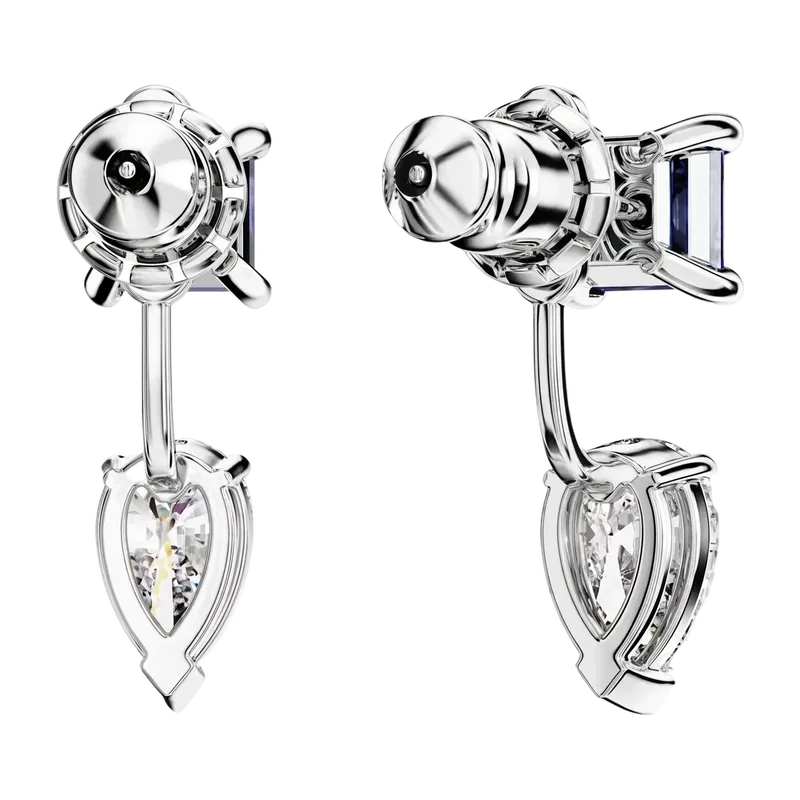 Mesmera Earring Jackets Mixed Cuts Detachable Blue Rhodium