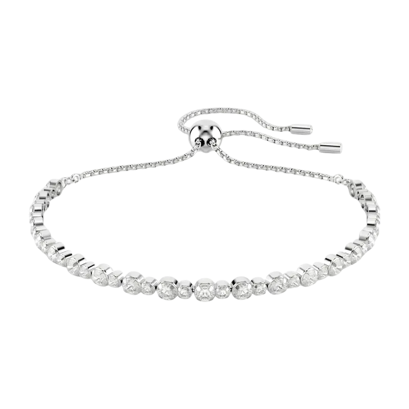 Matrix Tennis Bracelet Mixed Round Cuts White Rhodium