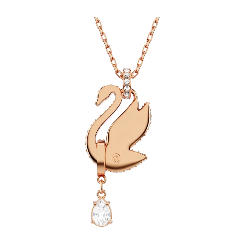 Swan Pendant Black Rose Gold 42-49 cm