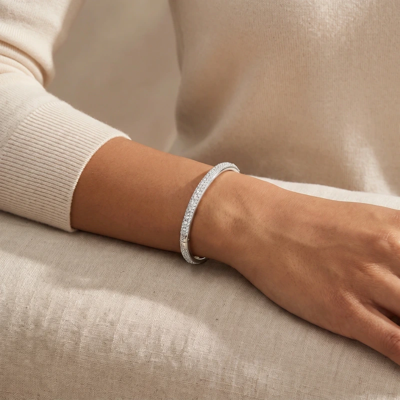 Sublima Bangle Snow Pavé White Rhodium 17.3 cm