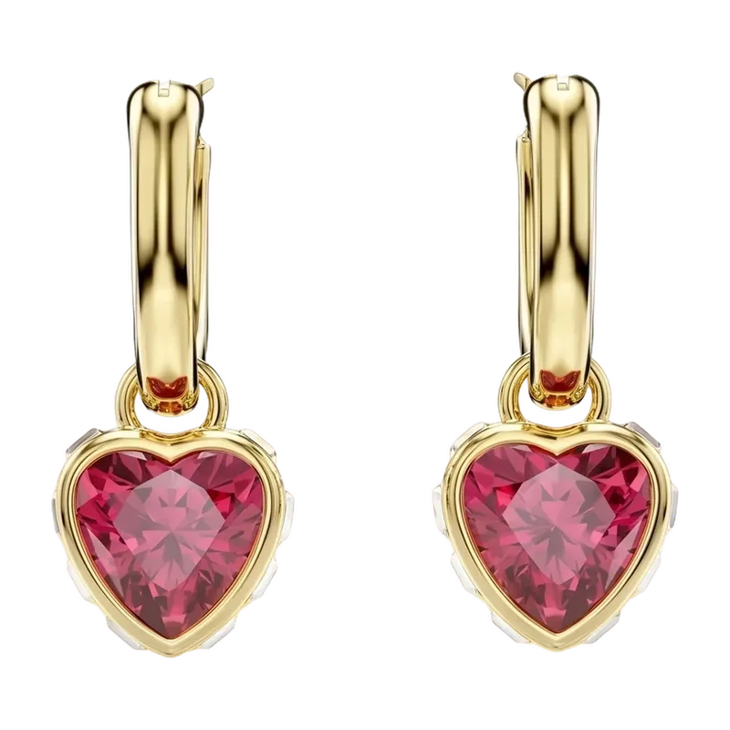 Chroma Drop Earrings Heart Red Gold