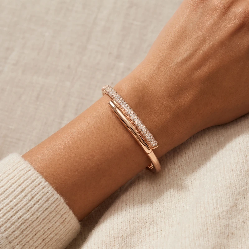 Dextera Bangle Magnetic Closure White Rose Gold 17.4 cm