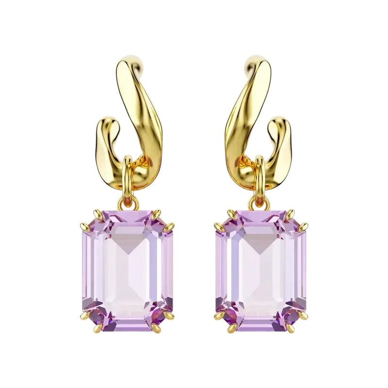 Millenia Drop Earrings Octagon Cut Purple Gold