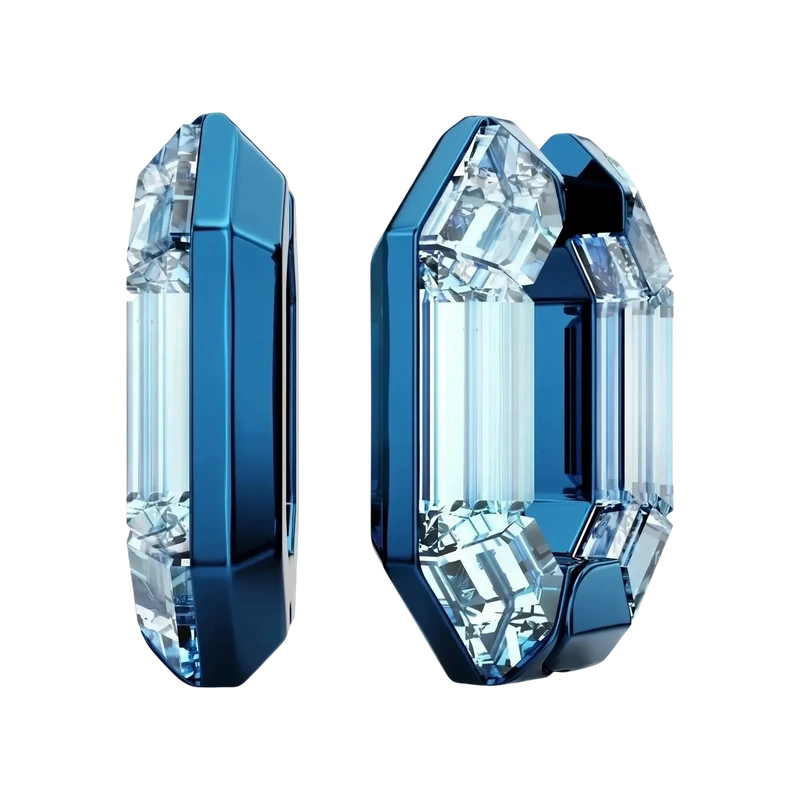 Lucent Hoop Earrings Octagon Shape Small Blue