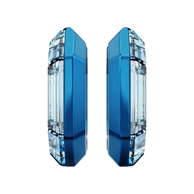 Lucent Hoop Earrings Octagon Shape Small Blue