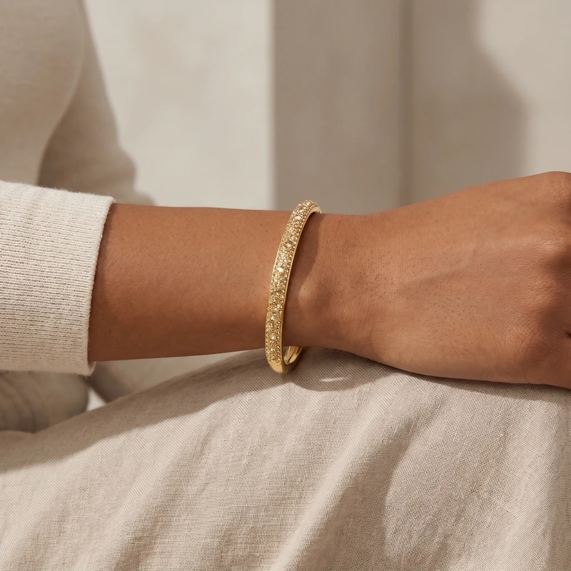 Sublima Bangle Snow Pavé Gold 16 cm