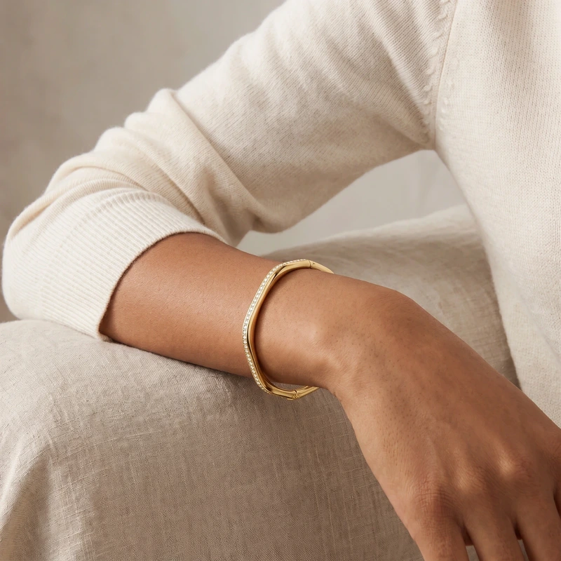 Dextera Bangle Octagon Shape White Gold 17 cm
