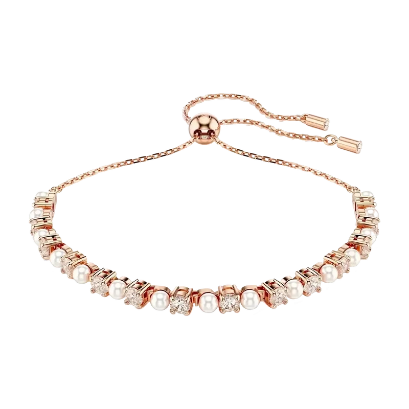 Matrix Bracelet Crystal Pearl Round Cuts White Rose Gold
