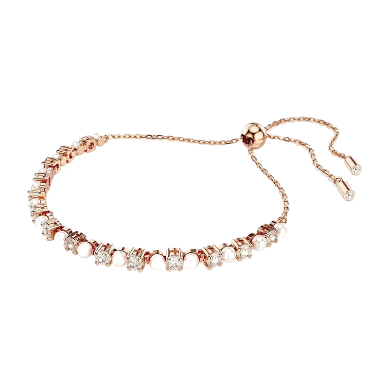Matrix Bracelet Crystal Pearl Round Cuts White Rose Gold
